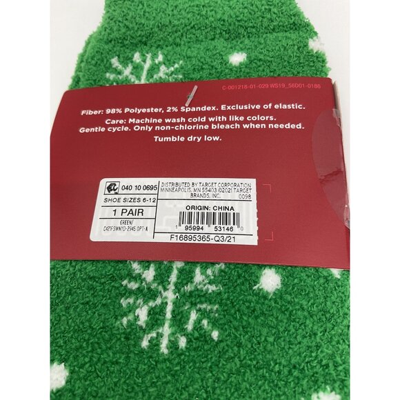 Santa Claus Fuzzy Socks For Adults By Wondershop Green Red & White Size 6-12 - Picture 3 of 3
